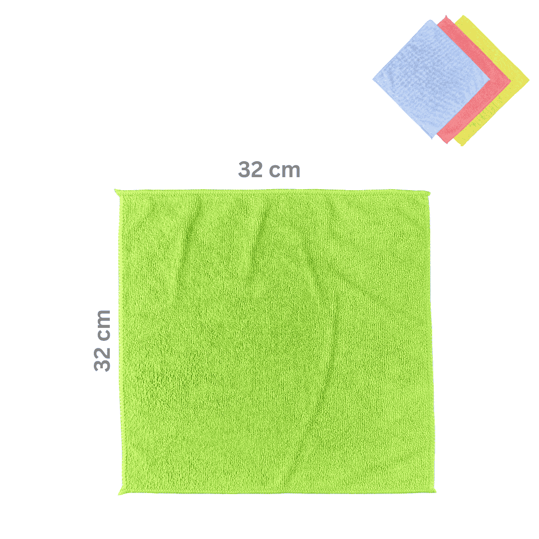 Weiches Mikrofasertuch in Grün mit praktischen 32x32 cm, perfekt für vielseitige Anwendungen im Haushalt.