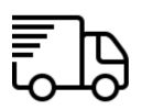 Symbol eines Pakets mit Bewegungslinien, das den Versand oder eine laufende Lieferung darstellt.